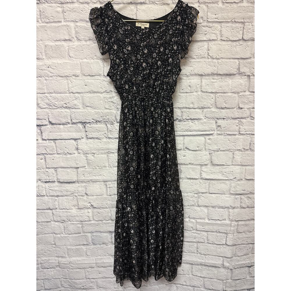 Le Raganne Short Sleeved Floral Tiered Maxi Dress Silk Blend Made in Italy SZ MD